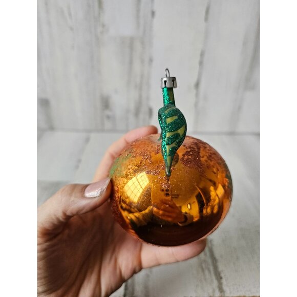 Radko? Peach orange ornament vintage frosted glitter unique Xmas tree - Picture 3 of 9